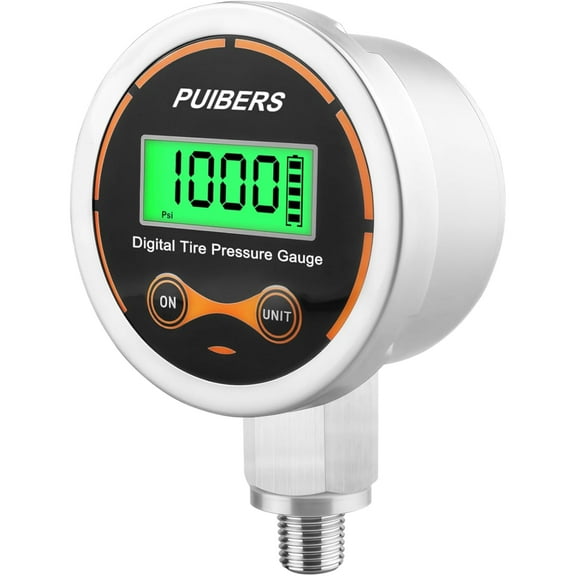 Digital Pressure Gauge 1000 Psi with 1/4 NPT Lower MountMedia Pressure Gauge for Oil, Air or Water Pressure with 304 Stainless,Suitable for Home Water Pipe, HVAC,Air Pressure Measuring