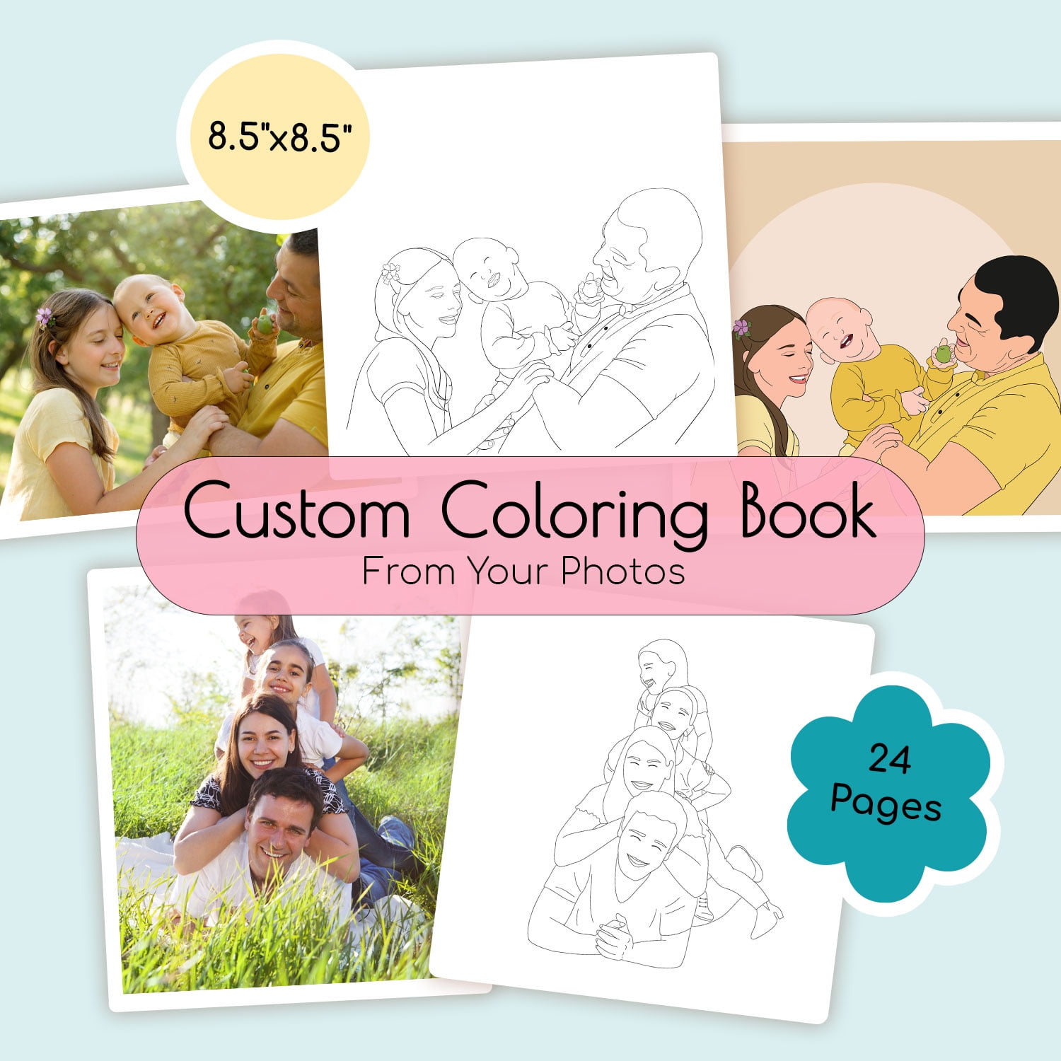 Digital Printable Gift - 24 Pages Custom Coloring Book From Family ...