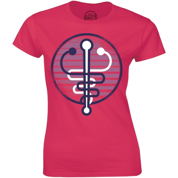 Digital Printed Medical Medicine Symbol Stethoscope RN Nurse Doctor T-Shirt