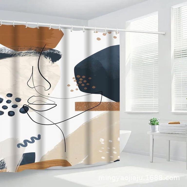Digital Printed Polyester Shower Curtain Nordic Toilet Partition 