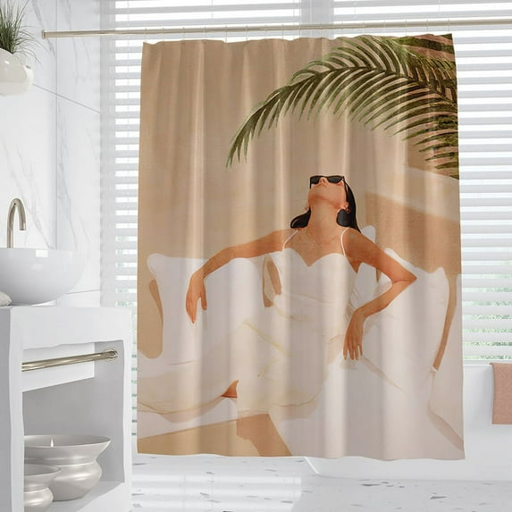 Digital Printed Polyester Shower Curtain Waterproof Bathroom Partition Curtain Toilet Curtain 1.65M * 1.8M