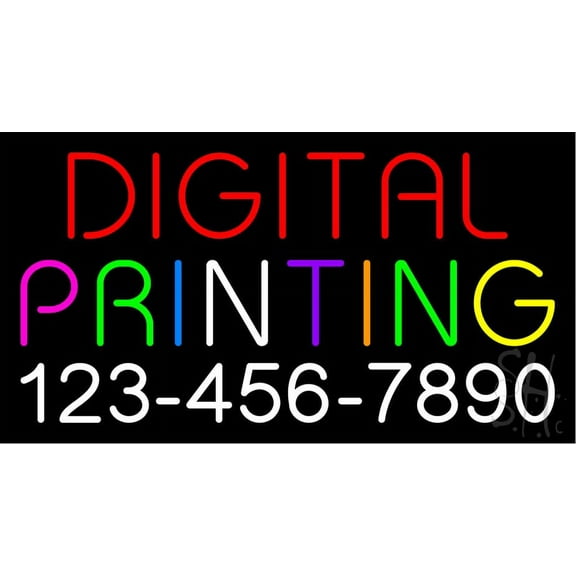 Digital Printing with Phone Number LED Neon Sign 20 x 37 - inches, Clear Edge Cut Acrylic Backing, with Dimmer - Bright and Premium built indoor LED Neon Sign for Computer & Electronics store decor.