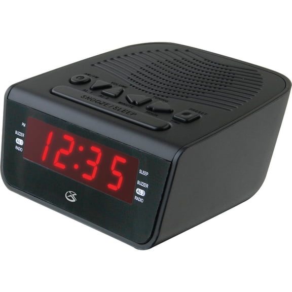 GPX Dual Alarm Clock Radio C224b - Digital AM/FM, Tabletop, Black