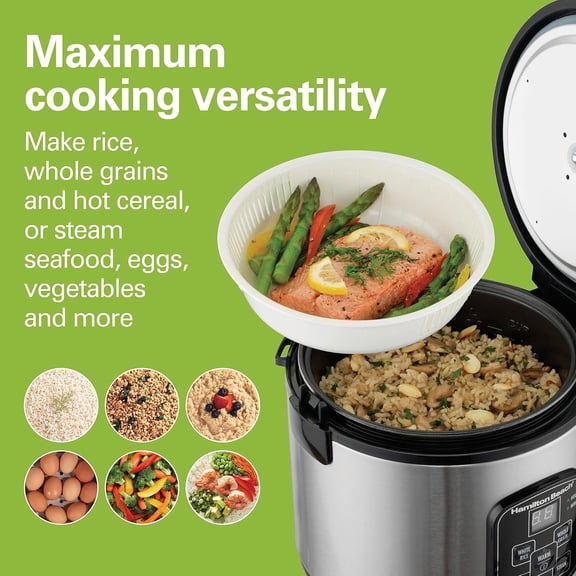 Digital Programmable Rice Cooker & Food Steamer, 8 Cups Cooked (4 Uncooked), Stainless Steel