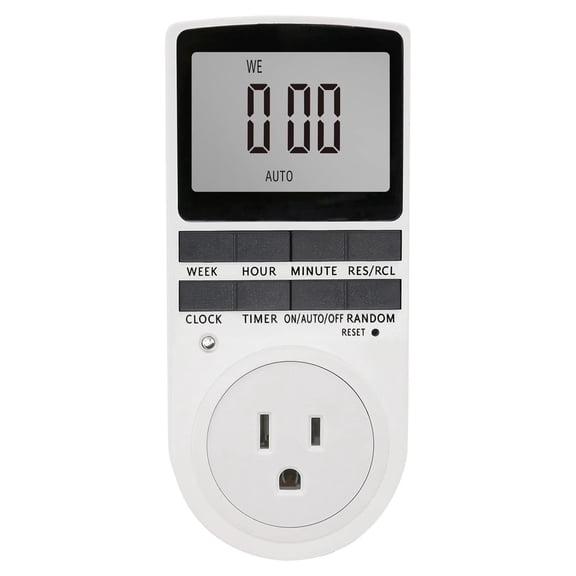 Digital Programmable Timer Switch, Plug in LCD Timing Socket, Weekly Hourly Settings for Home Appliances and Industrial Equipment, 1-Pack