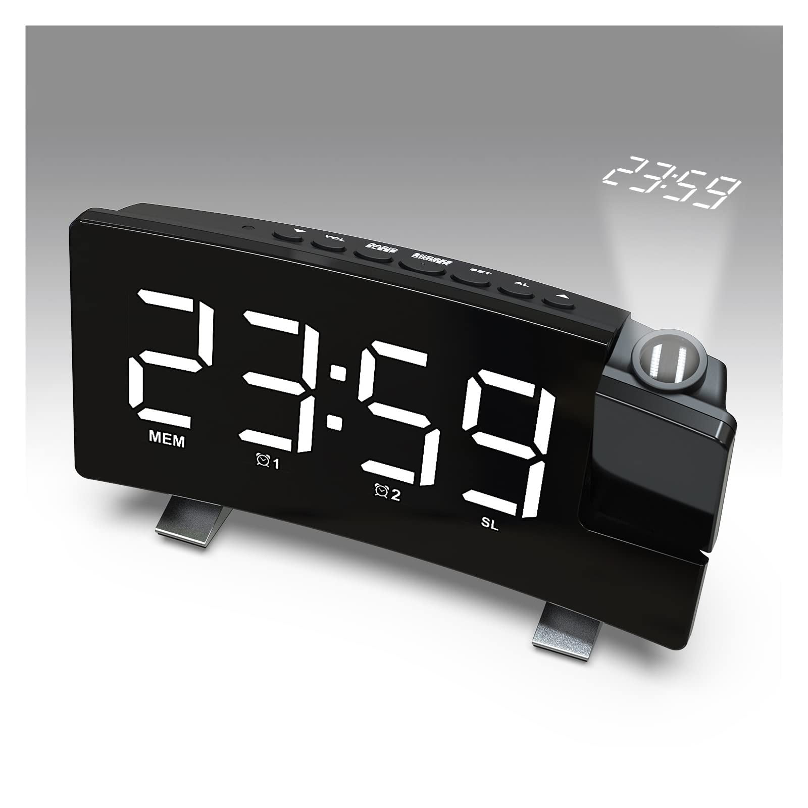 Digital Projection Alarm Clock for Bedrooms, Loud Alarm Clock for Heavy