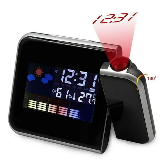 Digital Projection Alarm Clock Weather Station with Temperature Thermometer Humidity Hygrometer/Bedside Wake Up Projector Clock ,Excellent Visual Experience