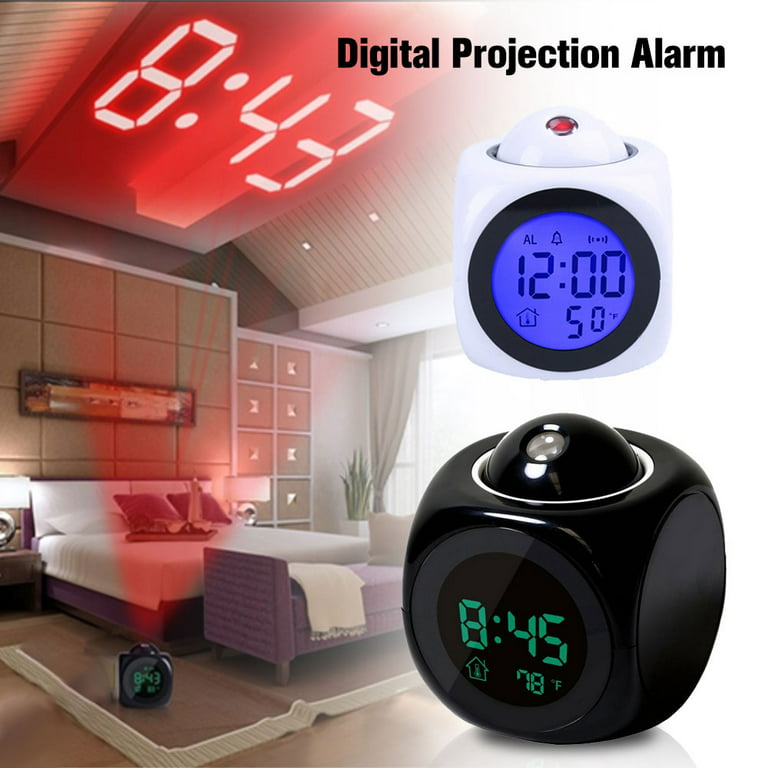 LHCER Digital Clock,Multi-function Digital LCD Wall Projection Voice  Talking Temperature Display LED Alarm Clock, LED Clock 