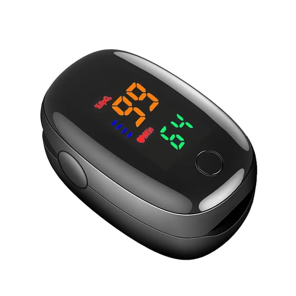 Digital Pulse Oximeter with LED Color Display for Automatic Monitoring of Wellness Metrics - Black (Batteries Not Included)