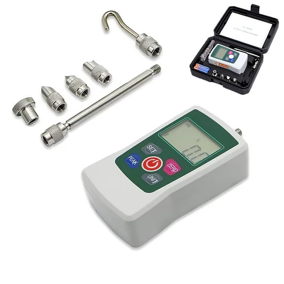 Digital Push-Pull Force Gauge, 500N Portable Push Pull Force Meter with Tension and Compression Testing Units (N, kg, lb, oz) Real Time/Peak/First Peak Modes Ideal for Material Testing