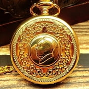 Digital Quartz Pocket Watch Luminous Dial Commemorative Portrait Style Classic Timepiece with Flip Cover Design