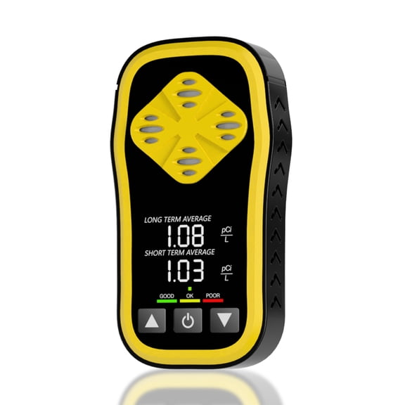 Digital Radon Detector with 10-Year Sensor HD LCD Desktop Monitor2-3 Year Battery (6H Charge) Real-Time Readings for Home & Office Safety