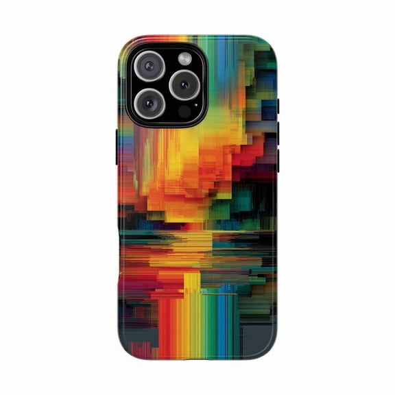 Digital Rainbow Glitch Vibrant Retro Texture Pattern Case with iPhone 17 to 11 Pro Max