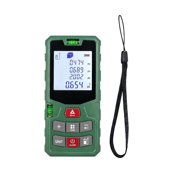 Digital Rangefinder Distance Meter Electronic Measuring Tool with Backlit Display and Bubble Levels for Interior Layout,