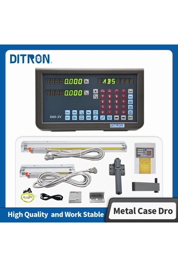 Digital Readout 2 Axis Dro Display with 2pcs 0.005mm Linear Glass Scale for Lathe Milling Machine