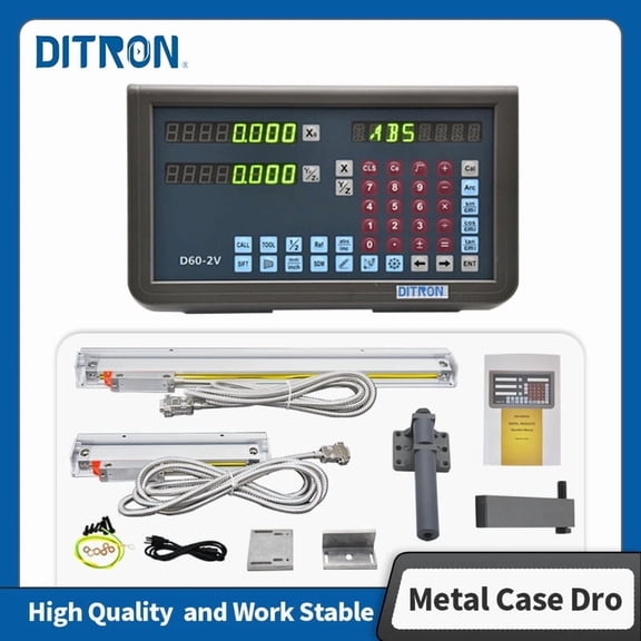Digital Readout 2 Axis Dro Display with 2pcs 0.005mm Linear Glass Scale for Lathe Milling Machine