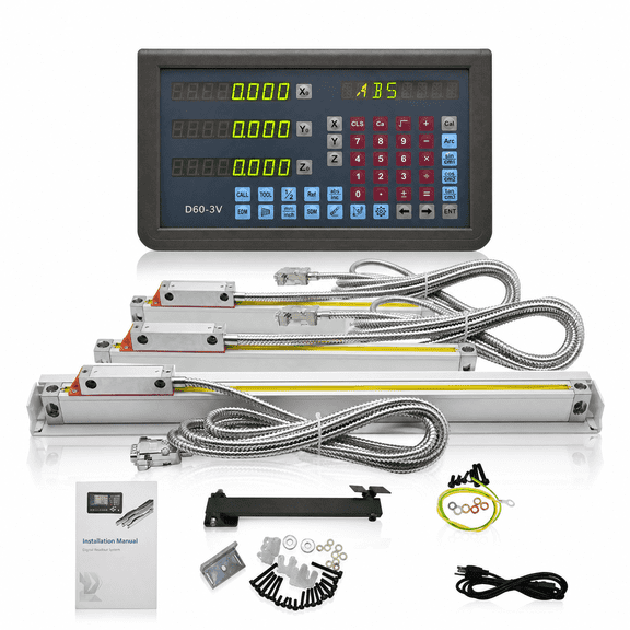 Digital Readout 3 Axis Dro Display with 3pcs 0.005mm Linear Glass Scale(70-1020MM) for Lathe Milling Machine