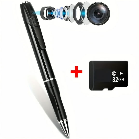Digital Recording Pen, 32GB Portable USB MP3 Player with 1080P HD Mini Camera, Rechargeable Touch Control for Lectures, Meetings, Office, Home & Outdoor Monitoring
