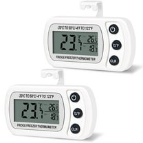 Digital Refrigerator Thermometer 2-Pack Refrigerator Freezer Thermometer Waterproof Large LCD Display Max/Min Recording Function,White,white-2 pieces