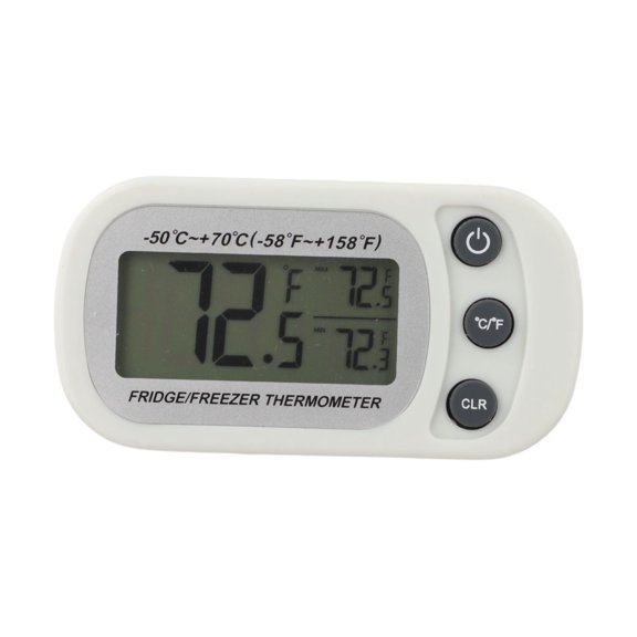 Digital Refrigerator Thermometer with C/F Conversion, Large Display Records Min/Max Temperatures, Waterproof Probe for -Freezer Kitchen Indoor Use, Foldable Hook Stand(White)