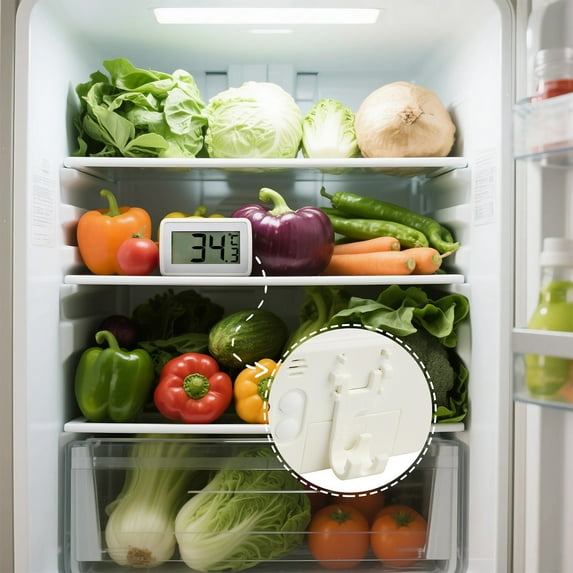 Digital Refrigerator Thermometer, Household Waterproof Refrigerator Thermometerfor Freezer Refrigerator Cooler with Hanging Hook and Stand, Gray