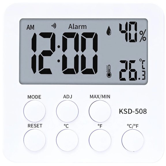 Digital Reptile Thermometer Hygrometer, Large LCD Display Temperature Humidity Monitor for Terrarium with Clock Alarm Function, Reptile Tank Gauge for Lizard Snake Habitat, 3.5 x 3.5 x 1.1 Inches