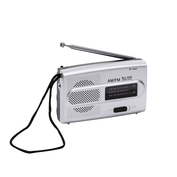Digital Retro Radios Memory Function Handheld AM/FM Radios Manual Channel Search Battery Powered Built-in Speaker,1 x Portable Retro Pocket Radio,Silver