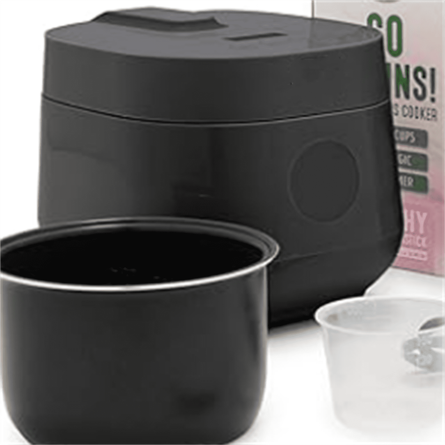 Digital Rice Cooker, 2-Cups Uncooked/4-Cups Cooked, Removable Nonstick Ceramic PFAS-Free Pot, One-Touch Presets, Oats, Quinoa, Brown Rice, Auto Keep Warm, Fuzzy Logic Tech, 1.5QT, Black