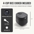 thumbnail image 1 of Digital Rice Cooker, 2-Cups Uncooked/4-Cups Cooked, Removable Nonstick Ceramic PFAS- Pot, One-Touch Presets, Oats, Quinoa, Brown Rice, Auto  Warm, Fuzzy Logic Tech, 1.5QT, Black, 1 of 9