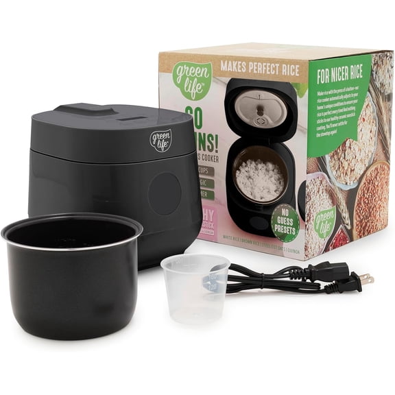 Digital Rice Cooker 2 Cups Uncooked 4 Cups Cooked Removable Nonstick Ceramic Pot One-Touch Presets Auto Keep Warm Fuzzy Logic 1.5 QT Black Bestseling