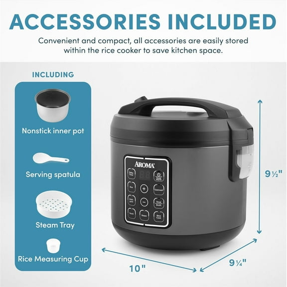 Digital Rice Cooker, Multicooker, 6-Cup Uncooked, Steamer, Slow Cooker, Oatmeal Cooker, Grain Cooker, Auto  Warm, 3 Qt, Black