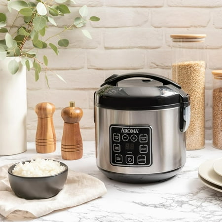 Digital Rice & Grain Multicooker with Oatmeal, Steam, Keep Warm, 8-Cup Capacity