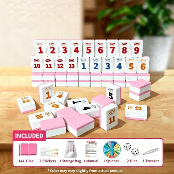 Digital Rummy Number Tile Game Set, All Ages Family Tabletop Matching Game, Sturdy Smooth PS Plastic Tiles Portable Travel Game Kit with Full Accessories for Party & Screen-Free Social Entertainment
