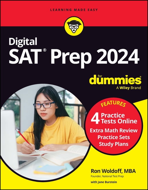 Digital SAT Prep 2024 for Dummies Book + 4 Practice Tests Online