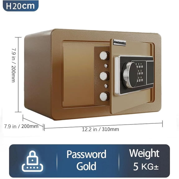 Digital Safe Box for Home & Office, 0.5 Cu Ft Solid Steel Security Safe for Cash, Jewelry, Documents & Handgun Storage, Electronic Keypad Lock, Wall or Floor Mountable, brown