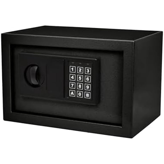 Digital Safe - Electronic Steel Safe with Keypad and Manual Override Keys - Protect Money, Jewelry, Passports - For Home, Business by (Black), 12.2" (L) x 7.9" (W) x 7.9" (H)