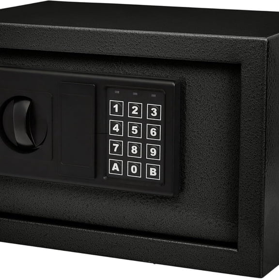 Digital Safe - Electronic Steel Safe with Keypad and Manual Override Keys - Protect Money, Jewelry, Passports - For Home, Business by Stalwart (Black), 12.2" (L) x 7.9" (W) x 7.9" (H)