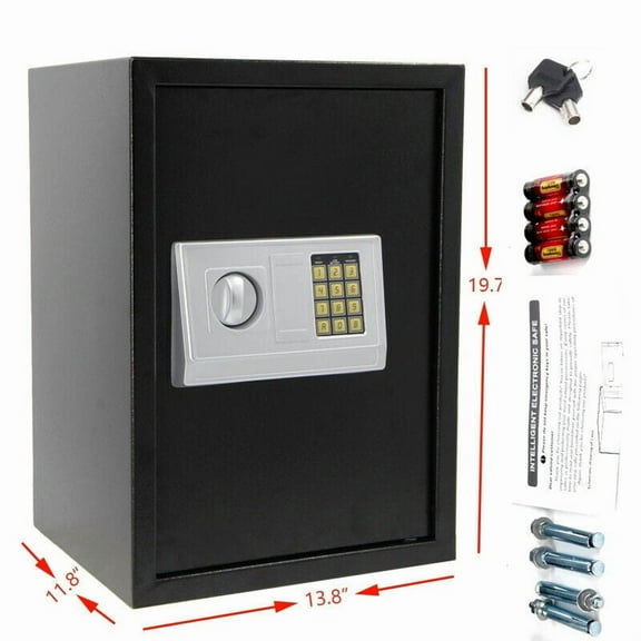 Digital Safe – Electronic Steel Safe with Keypad, 2 Manual Override Keys – Protect Money, Jewelry, Passports – For Home, Business, Travel