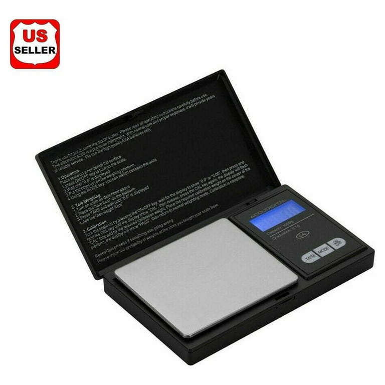 Digital Scale 1000g x 0.1g Jewelry Gram Silver Gold Coin Pocket Size Herb Grain, Adult Unisex, Size: One size, Black