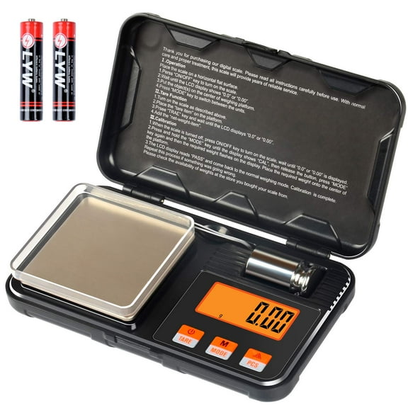 Digital Scale, 200g x 0.01g 50g/0.001g Gram Scale with Pocket Size, 50g Calibration Weight,6 Units Conversion, LCD Back-Lit Display, Use for Jewelry/Medicine/Food/Powder/Weed