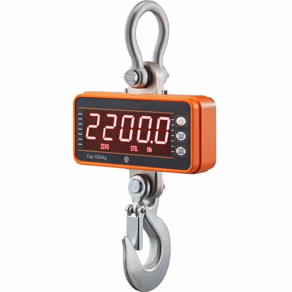 Digital Scale 2200 lbs, Heavy Duty Hanging Scale with Remote, Industrial Capacity 1000kg, LED Display for Construction, Farm, Hunting, Factory (Orange)