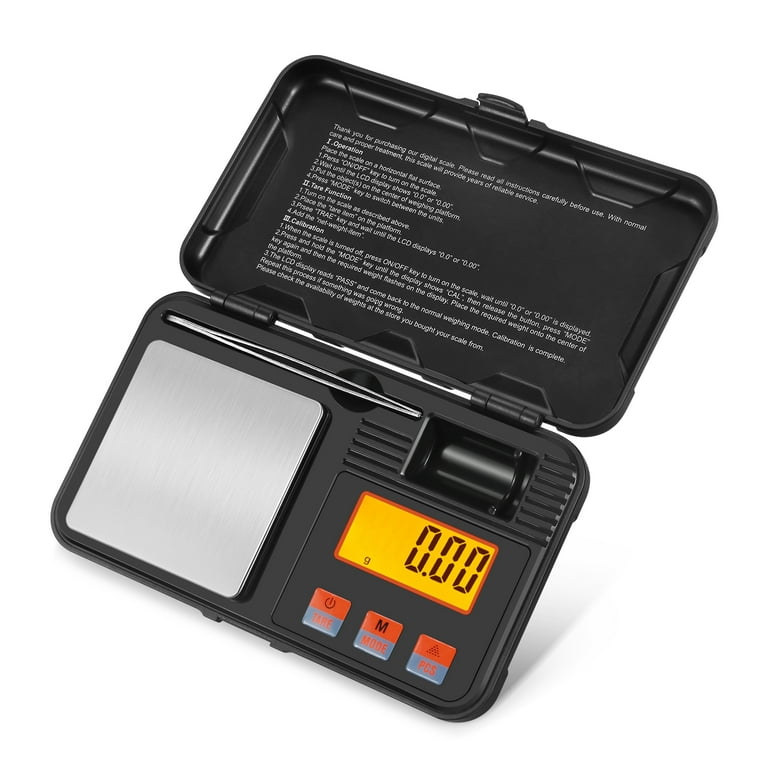 Digital Scale Pocket Size Precision Gram Scale 200g / 0.01g, Travel Portable  Mini Kitchen Food Ounces Carats /w Tweezers, LCD Light, 50 g Calibration  Weight, 6 Units, Tare, Stainless Steel 