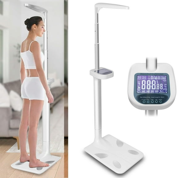 Digital Scale, Ultrasonic Height and Weight Scale, Measuring Device, Smart Composition Analyzer, 12.2lbs, White, Wall Mounted for Home Use