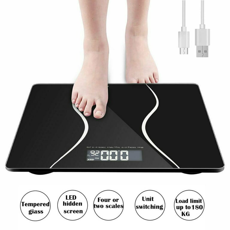 RENPHO Scale for Body Weight and Fat Percentage, Highly Accurate Digital Bathroom Scale, with Lighted LED Display, Round Corner, Black