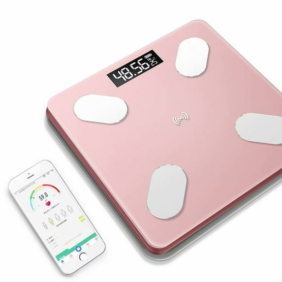 Digital Scales for Body Weight Bluetooth Body Composition Scales with USB Charger for Body Weight, Fat, Water, BMI, BMR, Muscle Mass-Rose