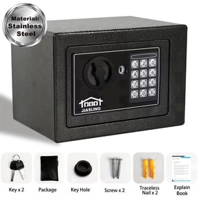 Digital Security Fireproof Safe Box Stainless Steel Anti-theft for Document Money Valuables, Black