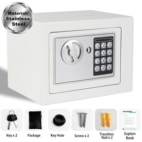 Digital Security Fireproof Safe Box Stainless Steel Anti-theft for Document Money Valuables, White