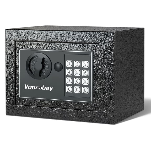 Digital Security Safe Box with Keypad & Key Lock, Built-in Sensor Light, Steel Construction, 9 x 6.7 x 6.7 Inch, Black