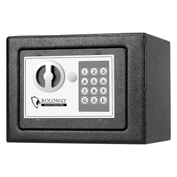 Digital Security Safe Box with Keypad & Key Lock, Built-in Sensor Light, Steel Construction, 9 x 6.7 x 6.7 Inch, gray