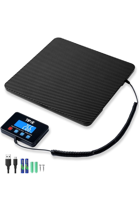 Digital Shipping Postal Scale 440lb/0.5oz Accuracy Lightweight Carbon Fibre Commercial Weight for Package, Small Business, Mail, Warehouse, Home, Luggage, Battery&Charging Cable Included